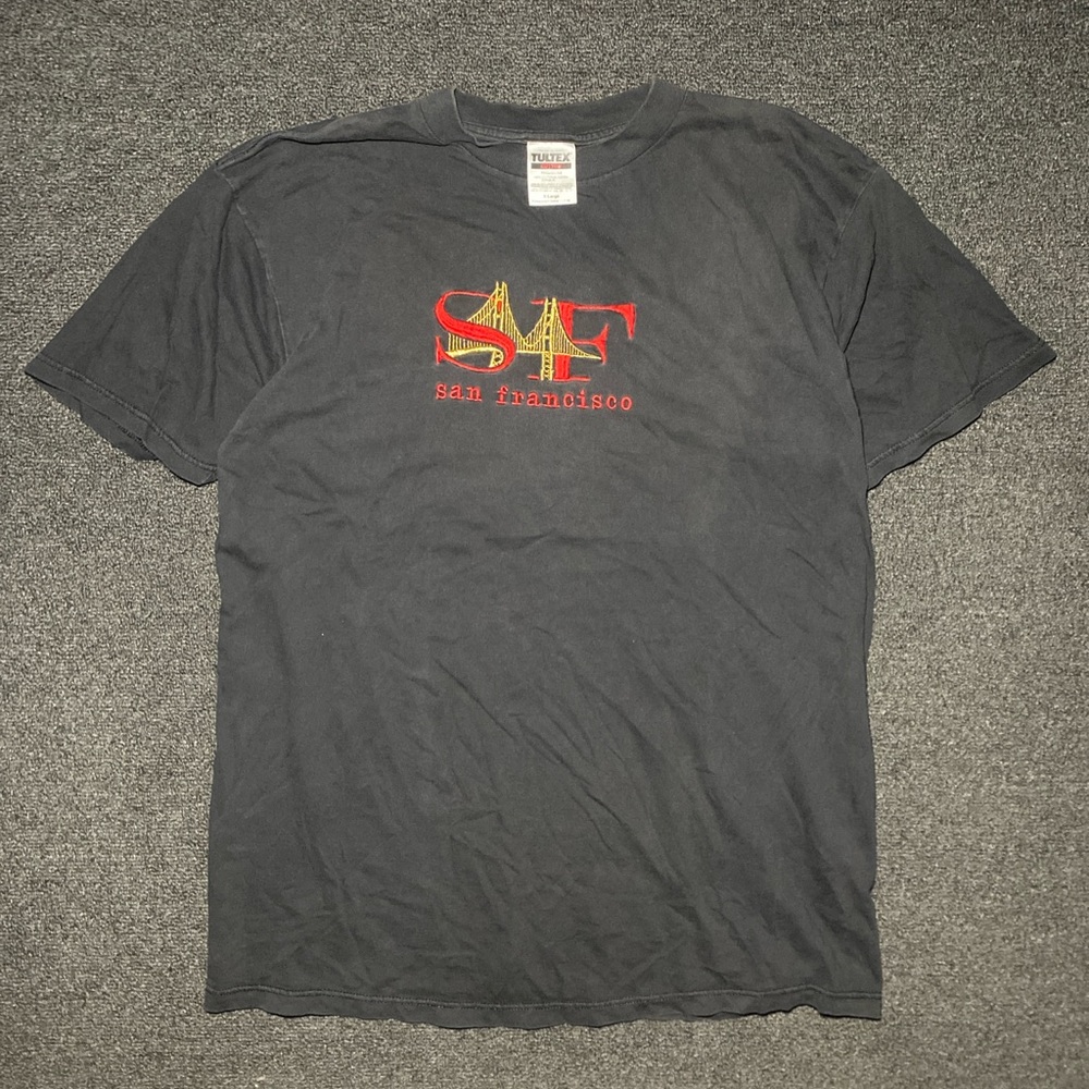 vintage san Francisco goden gate bridge embroidered black shirt size xl
